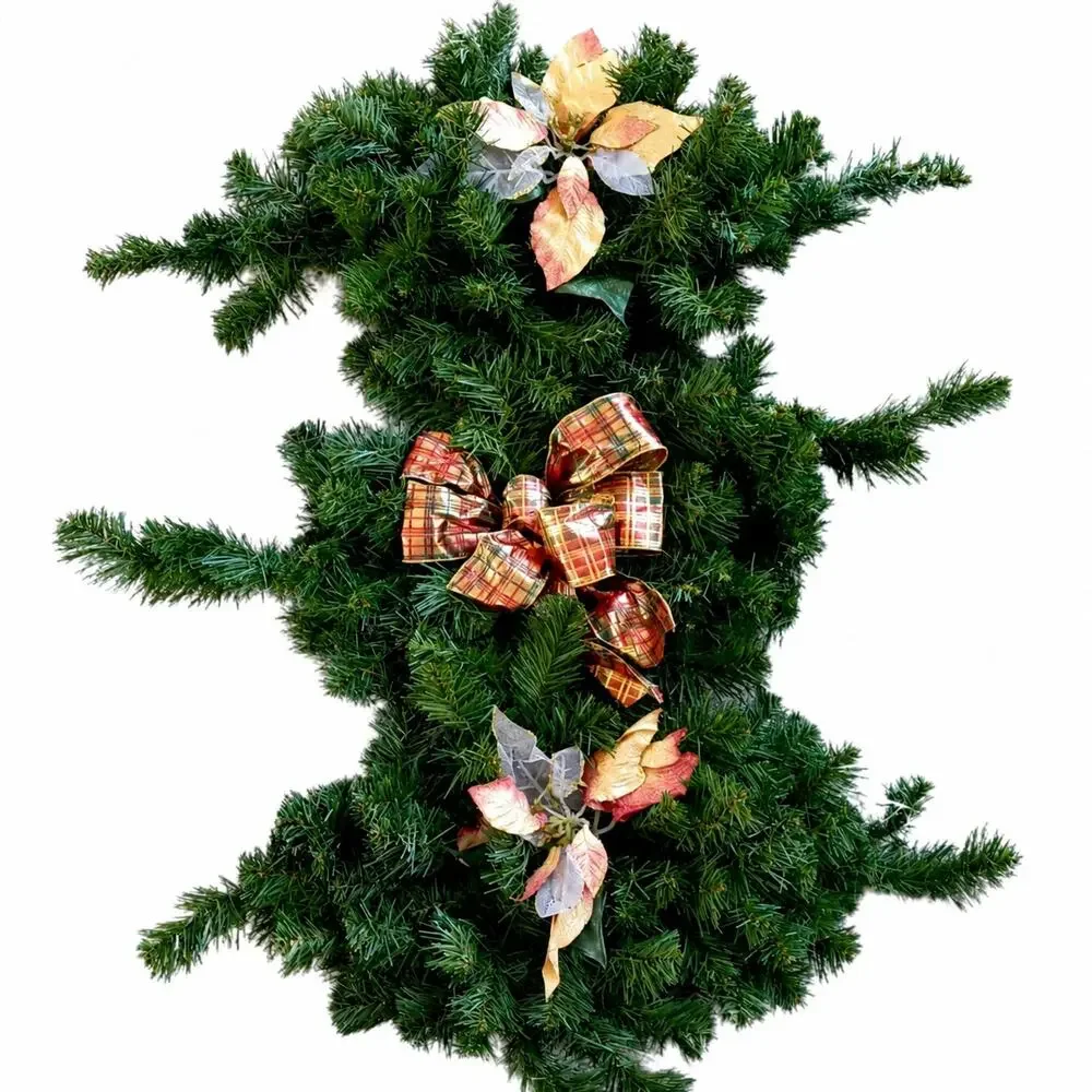 🎄🌸🎀Set of 3 Vintage Christmas Swags Faux Pine Pink Gold Holiday Decor 26-28